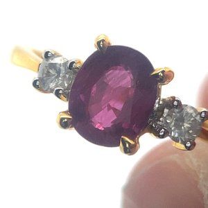 Mozambique Ruby 1.20ct Natural Diamonds Solid 14K Yellow Gold Ring